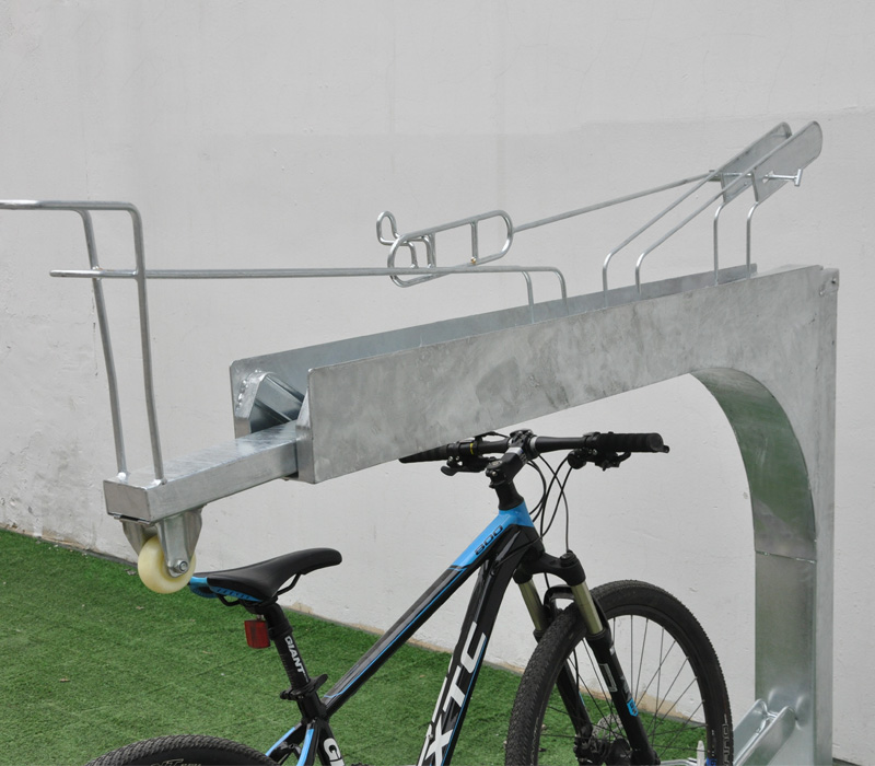 Suporte de bicicleta comercial para exterior moderno múltiplo em aço carbono