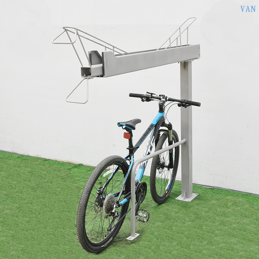 Suporte para bicicletas de metal branco de segurança de duas camadas do fabricante da China para venda
